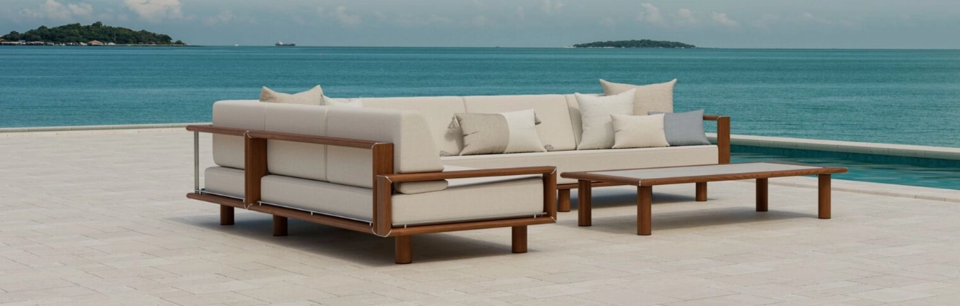 KB Patio Florida Tuuci Horizon Sectional & Meritage coffee table