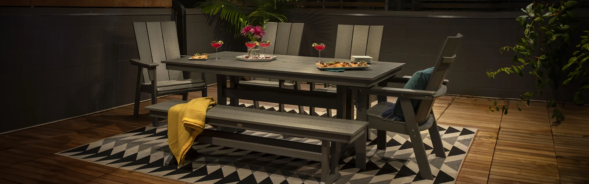 polywood modern adirondack slider 02 6 Piece Curveback Farmhouse Dining Set PWS428-1