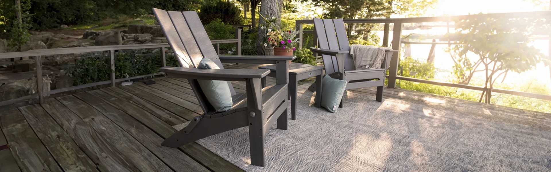 polywood modern adirondack slider 05b 3 Piece Curveback Set PWS702-1