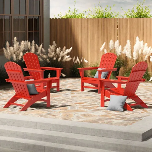 polywood nautical 03 Adirondack 4 Piece Conversation Set PWS769 1 sunset red lifestyle