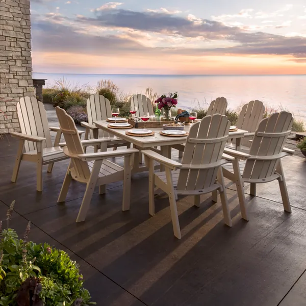 polywood vineyard 03 dining set curveback adirondack 9 piece nautical trestle pws372 1