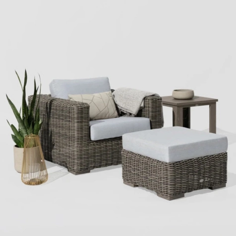ratana cubo 03 club chair ottoman end table